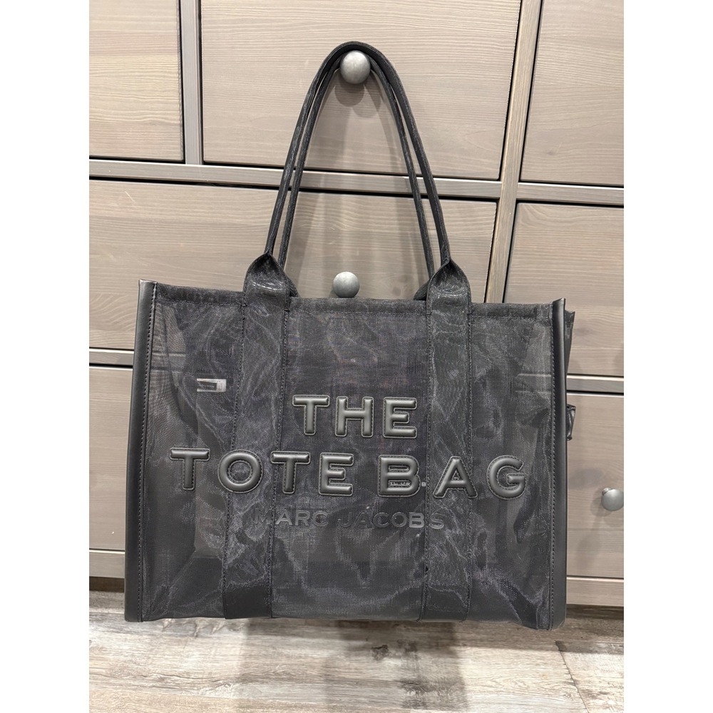 Marc Jacobs The Large Mesh Tote Bag Black Zip Top Shoulder Bag Like New